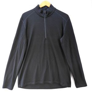 Icebreaker Merino 260 Tech Shirt Men Large Black 1/2 Zip Wool L/S Baselayer Soft